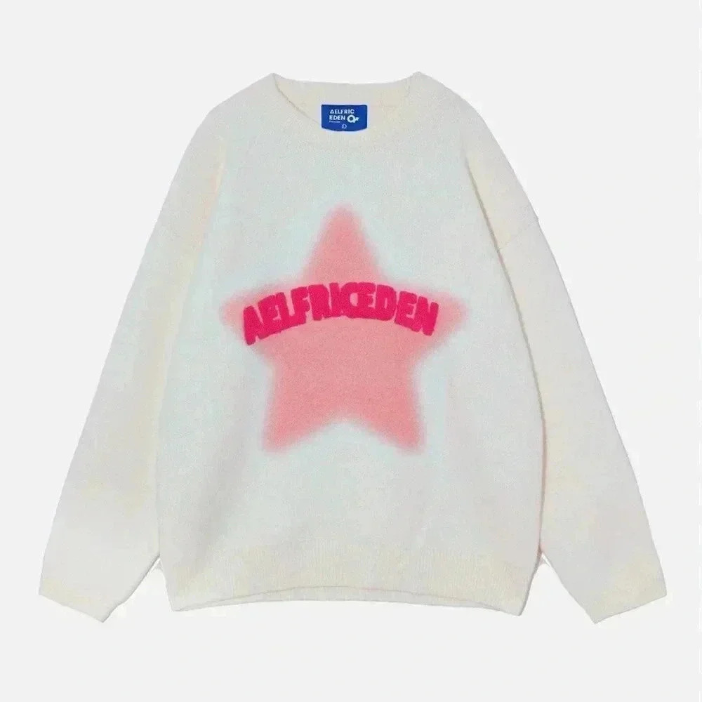 Aelfric Eden “Flocking Star” Sweater White/Pink Size XL - Picture 2 of 12